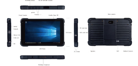 8-дюймовый портативный прочный планшет с ОС Windows, 4 ГБ, 128 ГБ, 1D/2D сканер штрих-кодов, NFC-считыватель