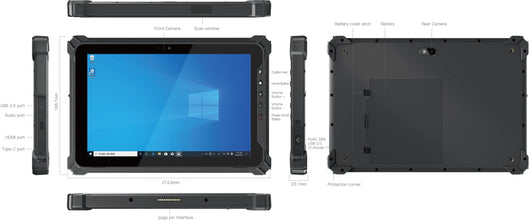 10.1英寸Windows 11 OS RFID NFC RS232 RJ45 8GB 16GB工业坚固的平板电脑